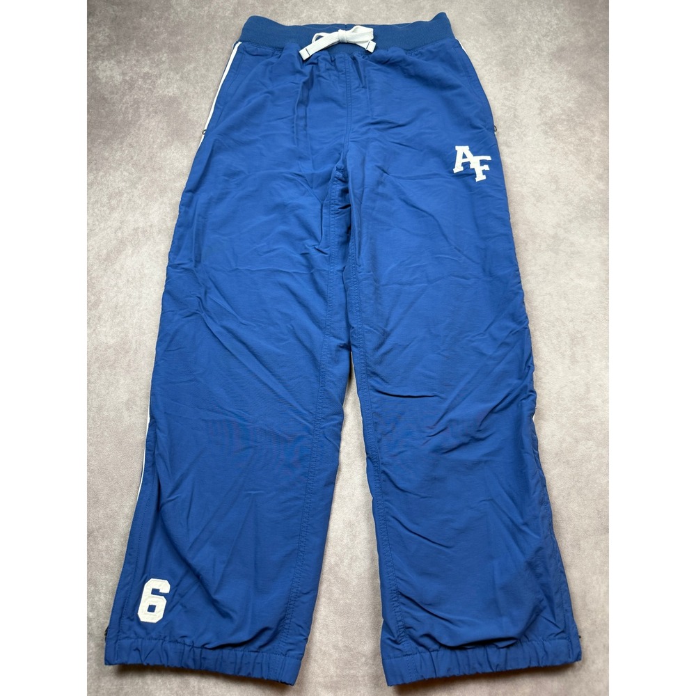 Abercrombie Fitch Track Zip Pants Men M Blue Stripe Logo‎ Casual Preppy Athletic